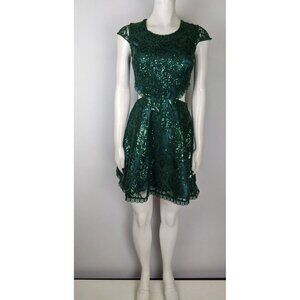 My Michelle Women's Dress Size 3 Green Lace Sequins Cut-Out Party Mini